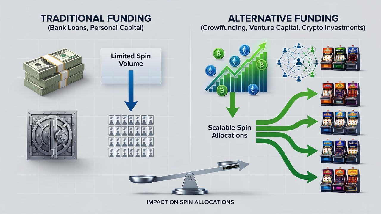 Comparison chart of spin allocation rates across different funding alternatives for popular slot titles